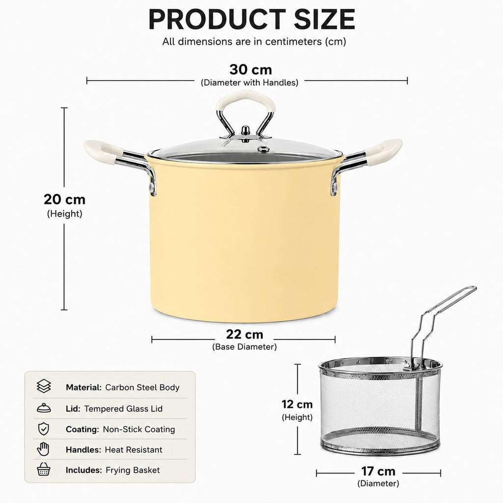 Deep Frying Pot With Strainer Basket