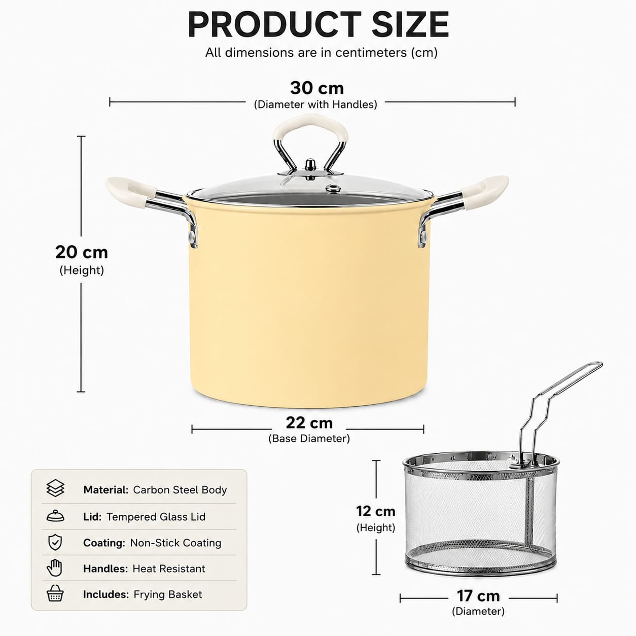 Deep Frying Pot With Strainer Basket